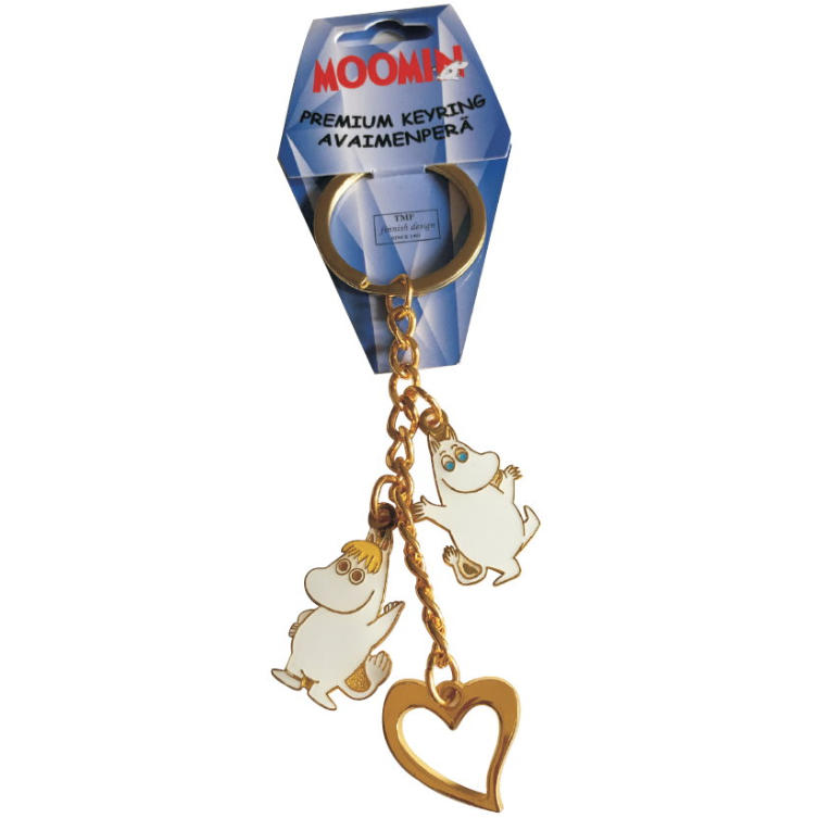 Moomin Metal Keyring Snorkmaiden, Moomintroll And A Heart - .